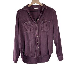 Unpublished Maroon Rayon Button Down Long Sleeve Shirt